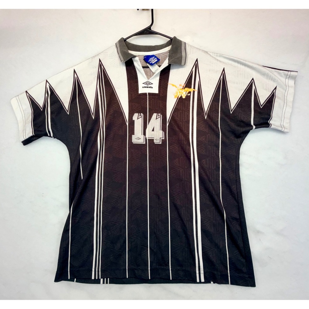 Vintage Umbro Soccer Jersey Mens Large Black White Dragon 14 Made in USA 90s